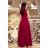 246-1 CINDY langes Kleid mit Ausschnitt - Burgunder
