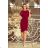 240-2 ROXI Kleid mit asymmetrischem Rock und Gürtel - Burgunder
