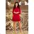 228-3 LUCY - Plissiertes bequemes Kleid - ROT
