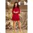 228-4 LUCY - Plissee bequemes Kleid - Burgund
