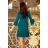 228-5 LUCY - Plissee bequemes Kleid - Blau
