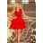 200-4 CHARLOTTE - Exklusives Kleid mit Spitzenausschnitt - ROT

