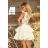 200-1 CHARLOTTE - Exklusives Kleid mit Spitzenausschnitt - Gold / Beige + Ecru
