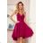 300-4 PATRICIA - Kleid mit längerem Rücken und Spitzenausschnitt - Farbe Burgund
