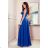 246-3 CINDY langes Kleid mit Ausschnitt - klassisch blau
