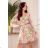 292-1 MARINA dünnes Kleid mit Ausschnitt - rosa mit Blumen
