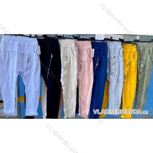 Baggy Sweatpants Elegant Long mit Reißverschluss Damen (UNI S-M) ITALIENISCHE MODE IMD20093