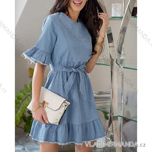 Denim Kurzarm Kleid Frauen (UNI S / M) ITALIAN FASHION IM920010