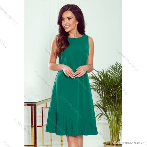 308-1 KARINE - Trapezkleid mit asymmetrischer Falte - grün

