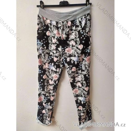 Damen Trainingsanzug lange schwarze Blumen (uni s / m / l) ITALIENISCHE MODA IMD20073