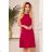 308-2 KARINE - trapezförmiges Kleid mit asymmetrischer Falte - rot
