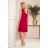 308-2 KARINE - trapezförmiges Kleid mit asymmetrischer Falte - rot
