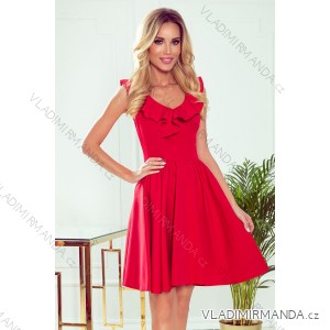 307-1 POLA Kleid mit Rüschen am Ausschnitt - rot
