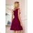 307-3 POLA Kleid mit Rüschen am Ausschnitt - Burgunder Farbe
