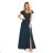 310-1 LIDIA langes Kleid mit Ausschnitt und Rüschen - grün
