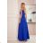 299-3 CHIARA elegantes Maxikleid mit Trägern - königsblau
