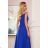 299-3 CHIARA elegantes Maxikleid mit Trägern - königsblau
