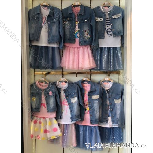 Set Jeansjacke, T-Shirt und Rock für Kinder Jugend Mädchen (4-12 Jahre) SEAGULL SEA20001