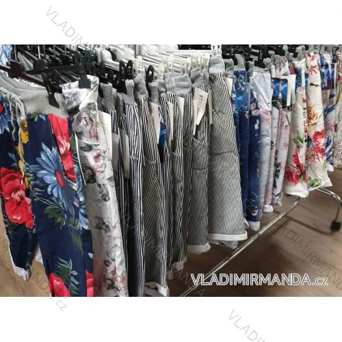 Jogginghose 3/4 kurze Damen Blumen Denim (Uni s / m / l) ITALIAN FASHION IMN20030