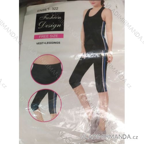SET 3/4 LEGGINGS UND T-SHIRT FITNESS FRAUEN (UNI S-M) TÜRKISCHE MODE TM920043