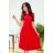 311-1 LILA Faltenkleid mit kurzen Ärmeln - rot
