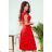 311-1 LILA Faltenkleid mit kurzen Ärmeln - rot
