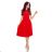 311-1 LILA Faltenkleid mit kurzen Ärmeln - rot
