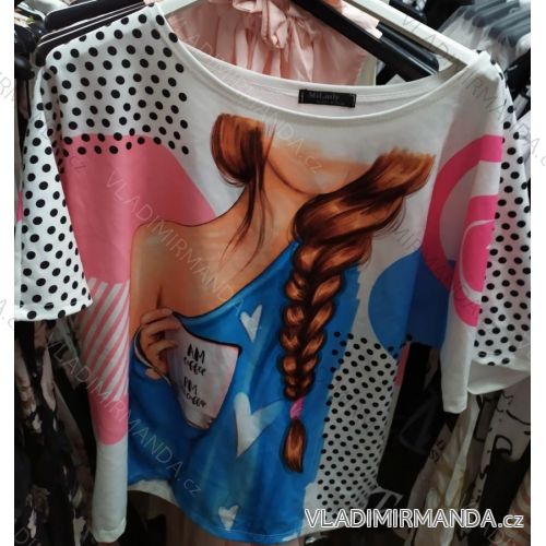Tunika Oversize Kurzarm Frauen (UNI S-L) ITALIENISCHE MODE IM920155

