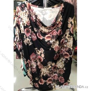 T-Shirt Tunika Kurzarm Damen Blumen (uni sl) MY LUNA ITALIAN Fashion IM818103