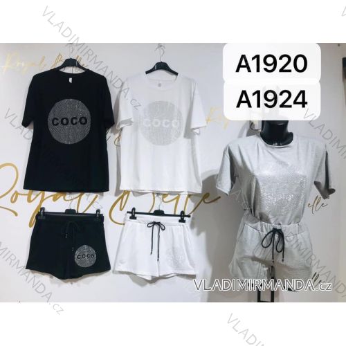 T-Shirt Kurz Langarm Langrock Set Damen (uni sm) ITALIAN MODA IMM20SET3700