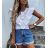 Hemdbluse kurz 3/4 Ärmel Spitze Damen (UNI SL) ITALIENISCHE MODE IM13014