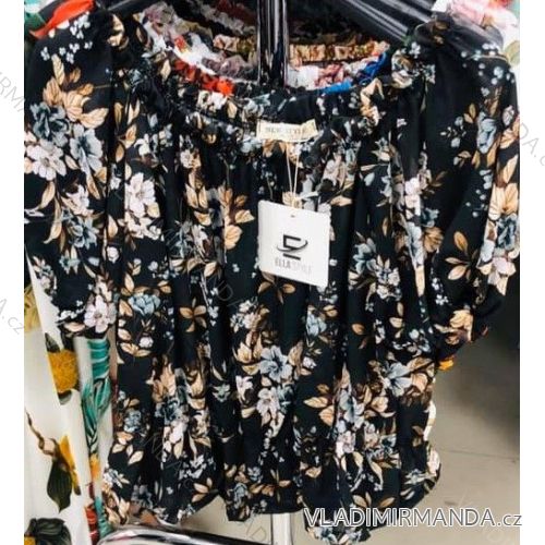 Bluse Damen mit 3/4 Ärmeln und Blumenmuster (uni s-m) ITALIAN FASHION IMM20132