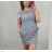 Klassisches Kurzarmkleid Damenstreifen (Uni L / XL) ITALIAN FASHION IM520034