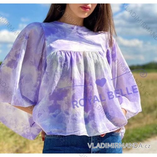 Hemdbluse kurz 3/4 Ärmel Spitze Damen (UNI SL) ITALIENISCHE MODE IM13014