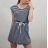 Sommer Kurzarm Sommer Streifen Kleid mit Gürtel (Uni s / m) Italienische Mode IM620057