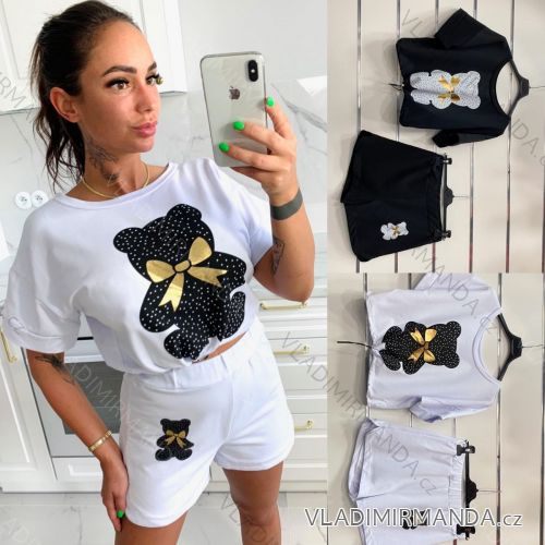 Set Sommer T-Shirt Kurzarm und Shorts Frauen (UNI S / L) TURKISH FASHION IMK2020200620