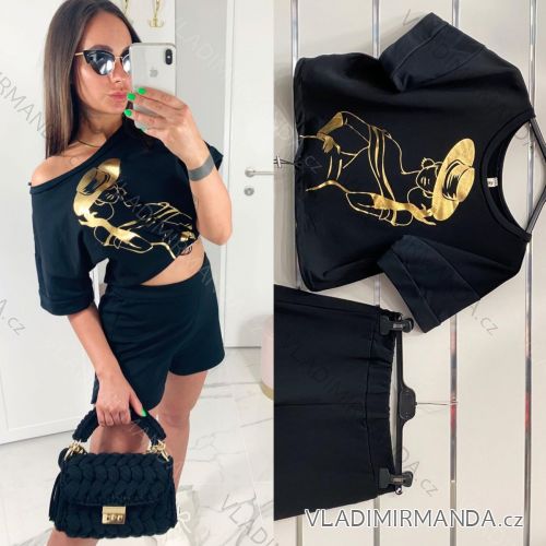 Damen T-Shirt Shorts Set (uni sl) TÜRKISCHE MODE IMK20003