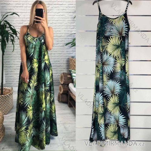 Langes Sommerkleid an Trägern Frauen (UNI S / L) ITALIAN FASHION IMK20080