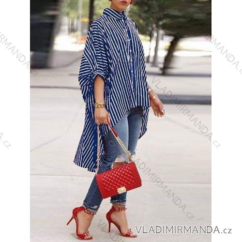 Hemd verlängert ala Kleid 3/4 Ärmel Streifen Frauen (UNI S / L) ITALIENISCHE MODE IMK20130