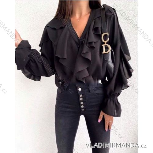 Bluse Langarm mit Rüschen Frauen (UNI S / L) ITALIAN FASHION IMK20159