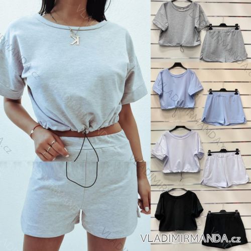Set Sommer T-Shirt Kurzarm und Shorts Frauen (UNI S / L) TURKISH FASHION IMK20168
