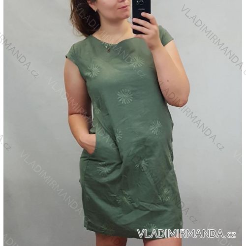 Kurzärmeliges Sommerkleid für Damen (uni l / 2xl) ITALIAN FASHION IM720152