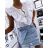 Hemdbluse kurz 3/4 Ärmel Spitze Damen (UNI SL) ITALIENISCHE MODE IM13014