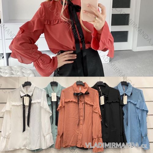 Bluse Langarm mit Rüschen Frauen (UNI S / L) ITALIAN FASHION IMK20159