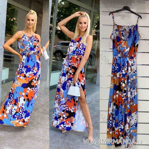 Langes Sommerkleid an Trägern Frauen (UNI S / L) ITALIAN FASHION IMK20080