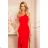317-1 One shoulder long dress - red