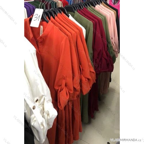 Bluse 3/4 Ärmel mit Knöpfen (uni sl) ITALIENISCHE Mode IMM20206