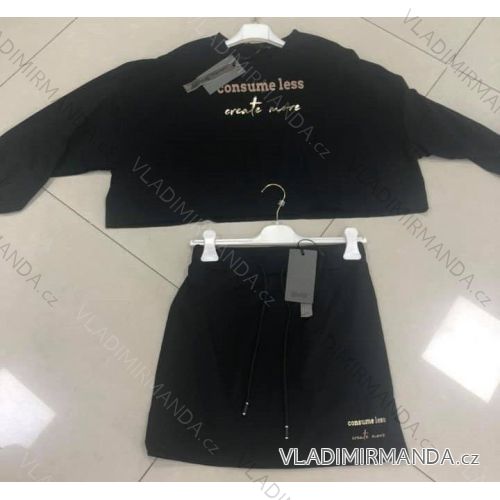 T-Shirt Kurz Langarm Langrock Set Damen (uni sm) ITALIAN MODA IMM20SET3700