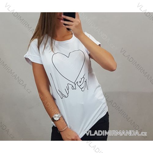 T-Shirt Kurzarm Frauenherz (uni s / m) Türkisch MODA IMT20300 _UNI S / M. <p>Rosa</p>