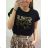 T-Shirt Kurzarm Frauen (Uni s / m) polnische Mode PMK20007 <p>Schwarz</p> _UNI S / M.